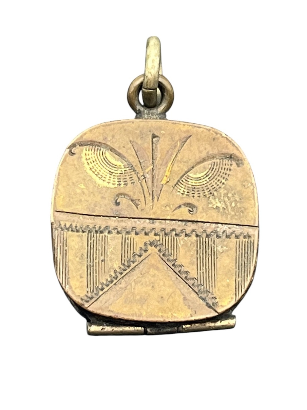 SKM & Co Victorian gold tone square locket pocket watch fob engraved DAMAGED
